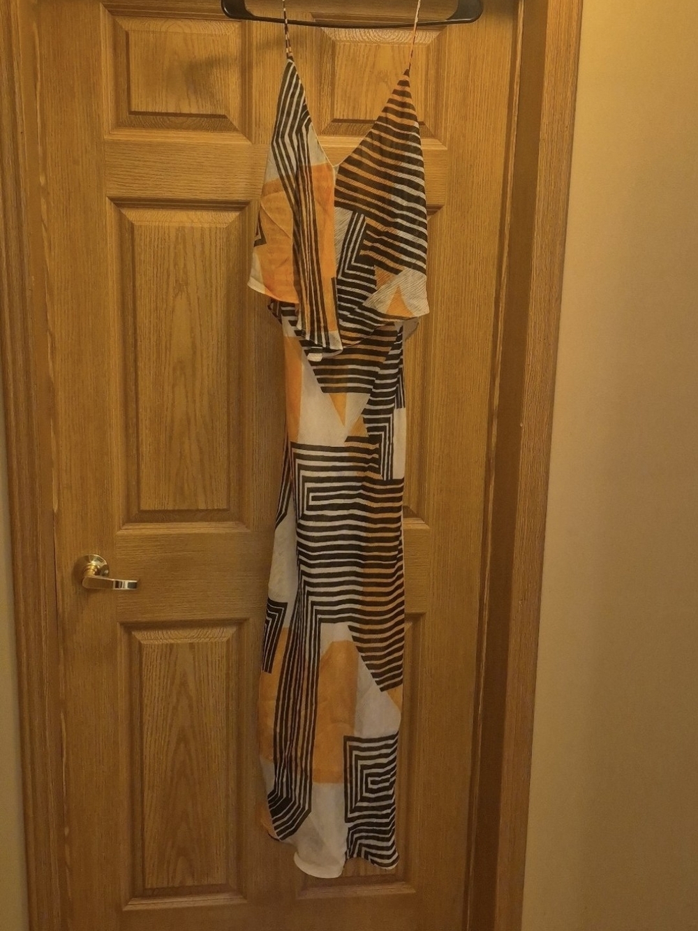 Zara Geometric Patchwork Print Maxi Dress Size M